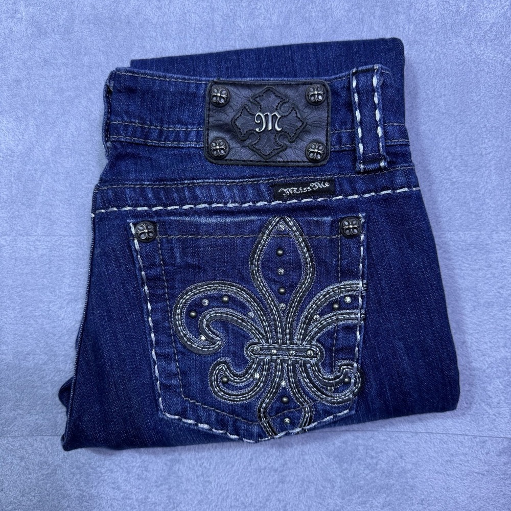 Miss Me Jeans Womens 30x33 Skinny Lowrise Studded Y2K Embroidered Pockets Boho